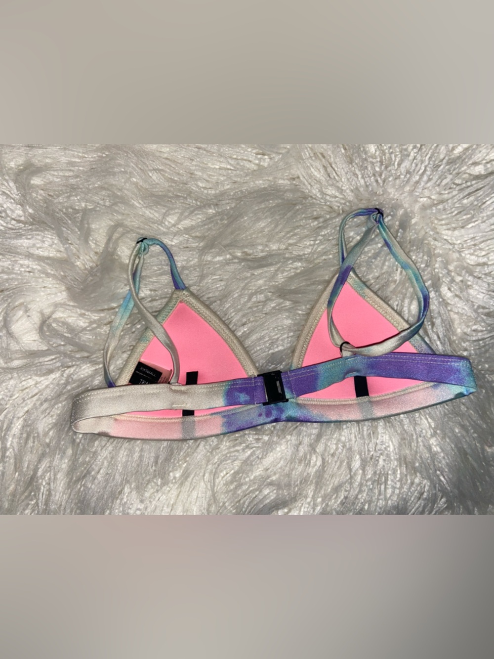 triangl swimwear Blue Tie-Dye Triangle Bikini Top with White Accents - Picture 4 of 6